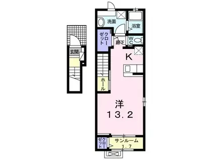 ミニョンガーデンIII(1K/2階)の間取り写真