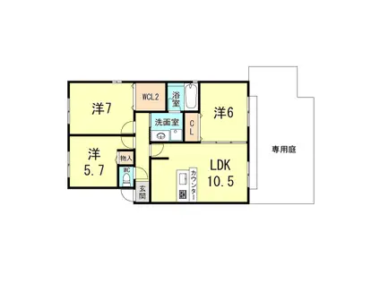 ビバーチェ江井島(3LDK/1階)の間取り写真