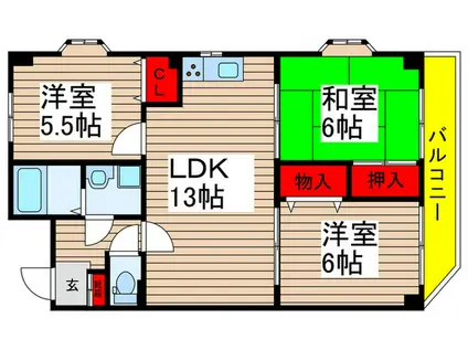 ストーン本八幡(3LDK/3階)の間取り写真
