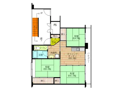 ビレッジハウス小名浜2号棟502(3DK/5階)の間取り写真