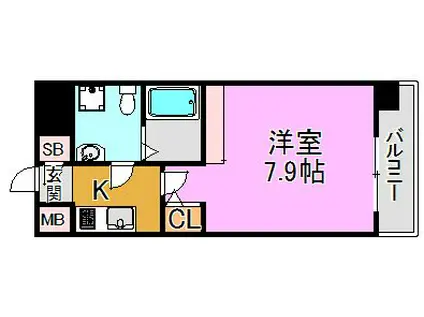 TLRレジデンス高井田(1K/5階)の間取り写真