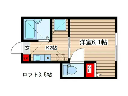 フェリオ平井パークサイド(1K/1階)の間取り写真