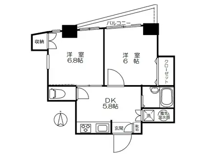 ハイネス代官山(2DK/4階)の間取り写真