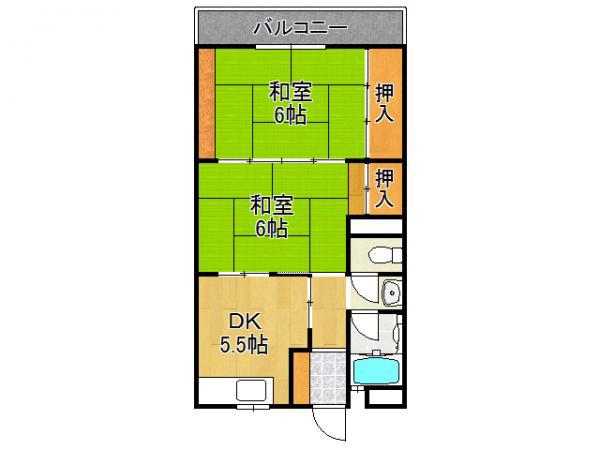 植田マンション(2DK/3階)の間取り写真