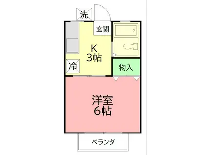 サイカチハイツ(1K/1階)の間取り写真