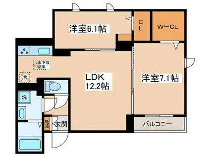 花水木 調布(2LDK/1階)の間取り写真