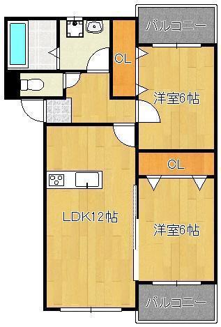 プレステージ加奈陀(2LDK/1階)の間取り写真