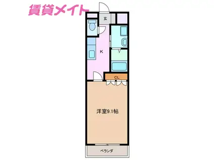 リヴァージュA棟(1K/2階)の間取り写真
