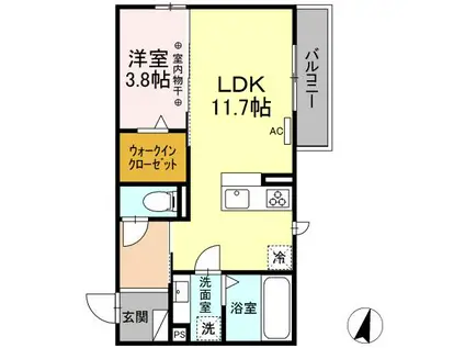 シャルマン(1LDK/1階)の間取り写真