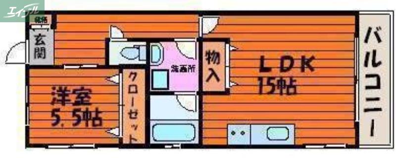 第一コーポ(1LDK/3階)の間取り写真
