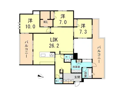 メゾン御影郡家之杜(3LDK/3階)の間取り写真