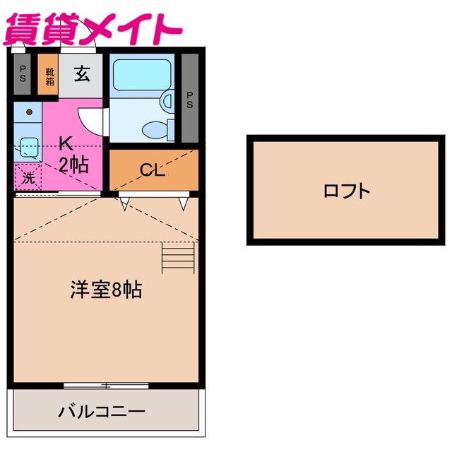 サンケンマンション(1K/2階)の間取り写真