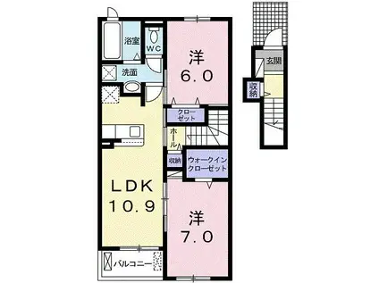 オアシス・コート II(2LDK/2階)の間取り写真