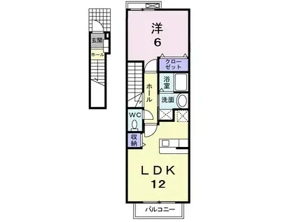 シャネル(1LDK/2階)の間取り写真