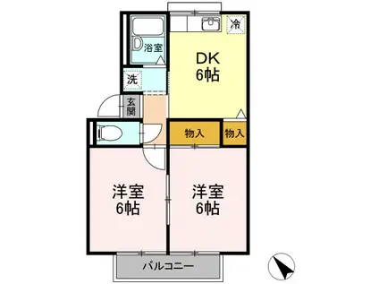 アーバンステージピノ(2DK/2階)の間取り写真