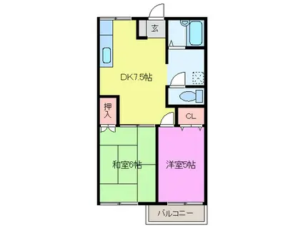 トマトの家II(2DK/2階)の間取り写真