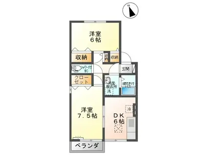 ソリエンテ A(2DK/1階)の間取り写真