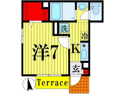 クレールVII(1K/1階)の間取り写真