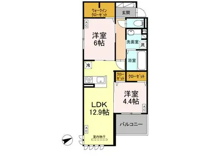 ドゥ・アムール(2LDK/3階)の間取り写真