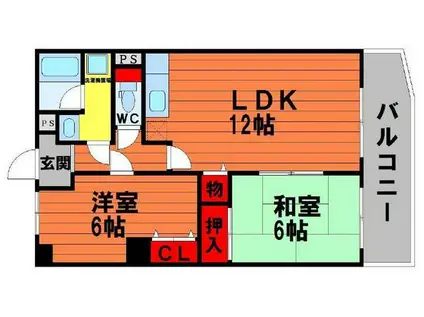 アリベ国富(2LDK/4階)の間取り写真