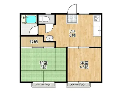 白百合ハウスI(2DK/2階)の間取り写真