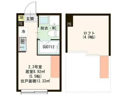 HAIMISH HORIKIRI(ワンルーム/1階)の間取り写真