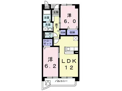 エーデル ペルレ(2LDK/1階)の間取り写真