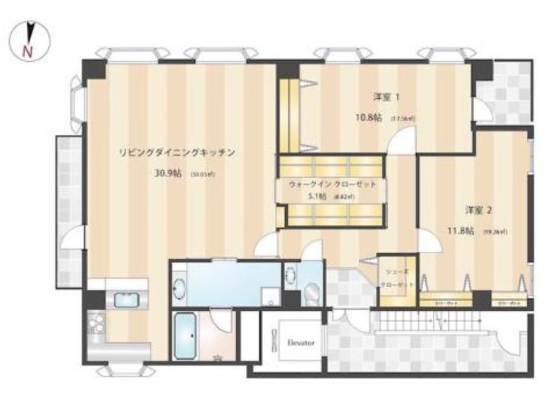 オフィスニューガイア浜松町NO.17(2LDK/11階)の間取り写真