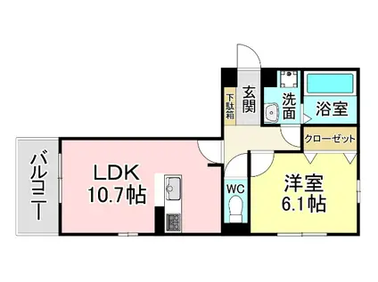 トレス今町(1LDK/1階)の間取り写真
