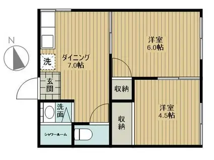 緑山荘(2DK/1階)の間取り写真