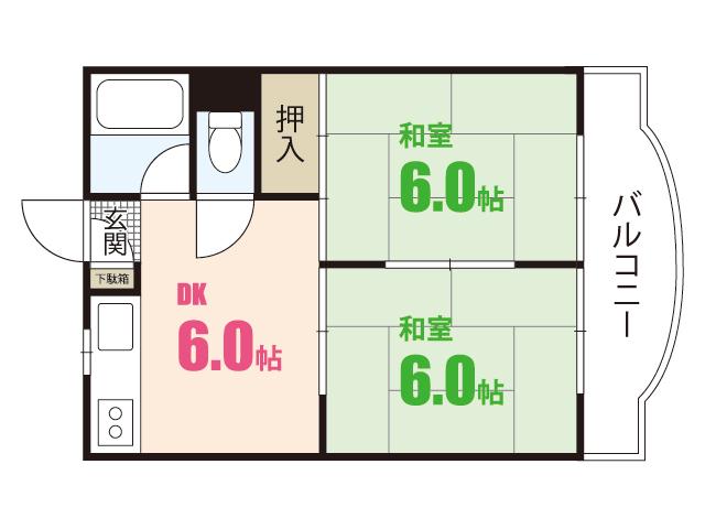 樹マンション(2DK/3階)の間取り写真