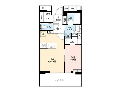 アトラス青山レジデンシャル(1LDK/2階)の間取り写真