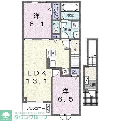 ハッフルパフI(2LDK/2階)の間取り写真