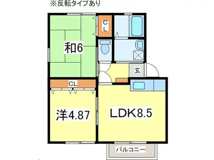 ジョイフル屋敷III(2LDK/1階)の間取り写真