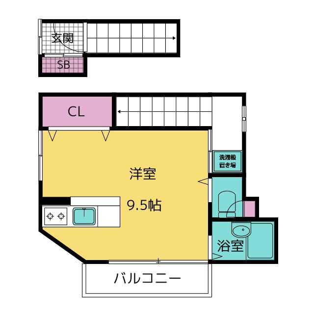 徳江ハイツ(ワンルーム/2階)の間取り写真