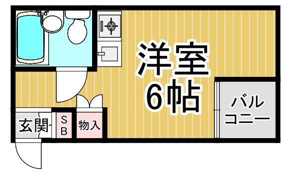 トクワ1(ワンルーム/2階)の間取り写真