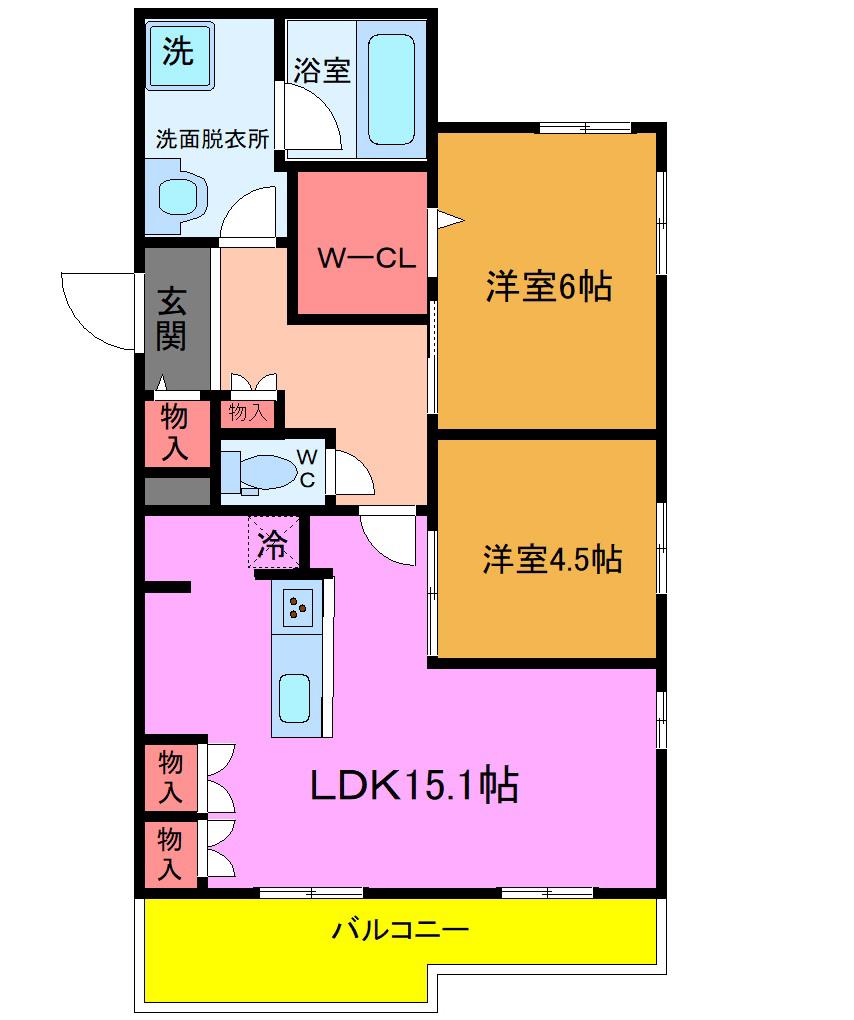 ソフィア南流山(2LDK/3階)の間取り写真