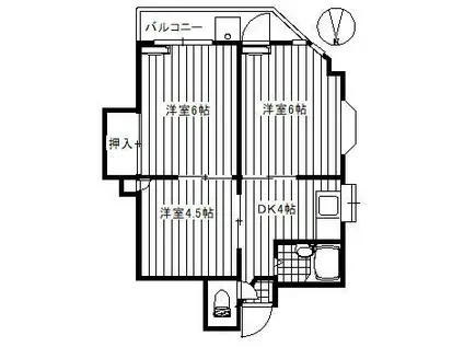 キャッスル善当(3DK/2階)の間取り写真
