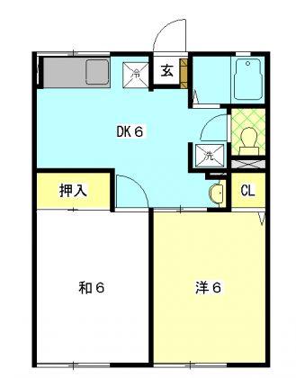 伊豆箱根鉄道駿豆線 三島田町駅 徒歩15分 2階建 築33年(2DK/1階)の間取り写真