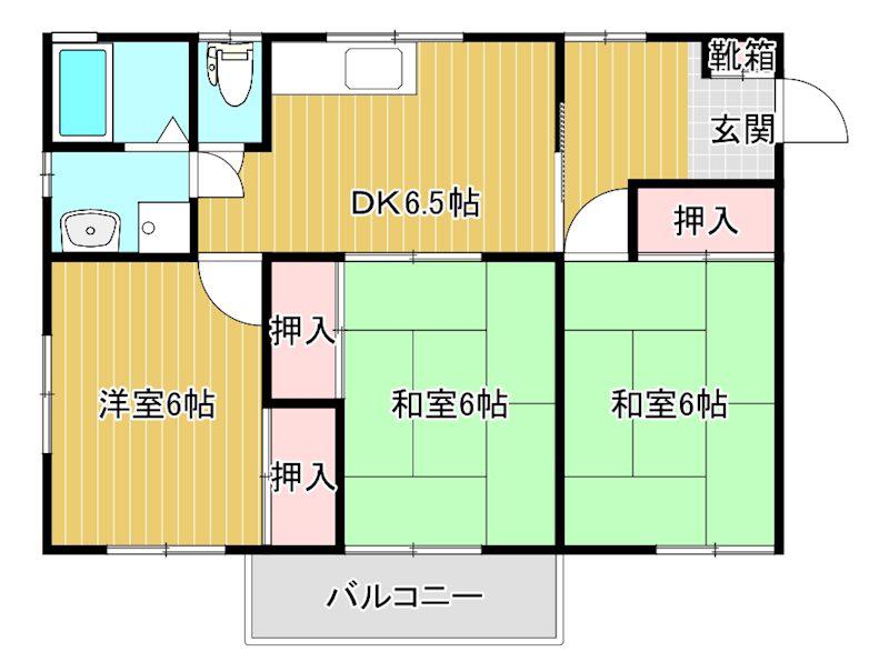 ベルハウスTOKO(3DK/1階)の間取り写真