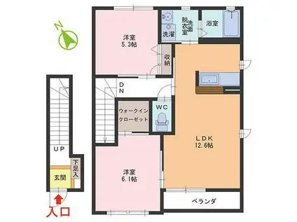 エル・シャローム(2LDK/2階)の間取り写真