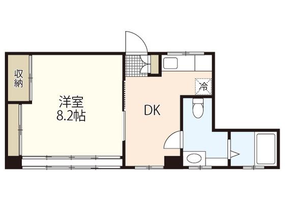 田淵ビルA棟(1DK/3階)の間取り写真