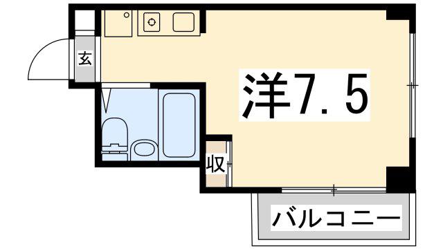 エレーヴ新在家(ワンルーム/1階)の間取り写真
