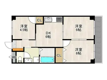 レクシア新梅田(3DK/5階)の間取り写真