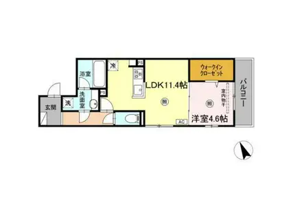 CAMPANELLA舟入南(1LDK/2階)の間取り写真