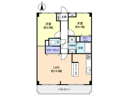 ラ・フォレ薬円台(2LDK/5階)の間取り写真