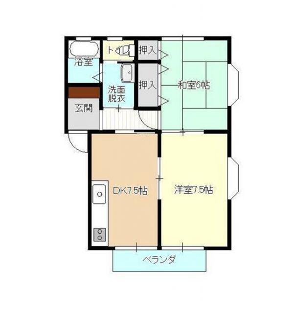 溜屋ハイツIII(2DK/2階)の間取り写真