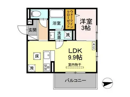 グレイスガーデンB(1LDK/1階)の間取り写真