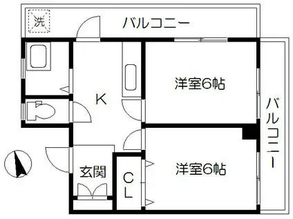 第二星野コーポ(2K/5階)の間取り写真