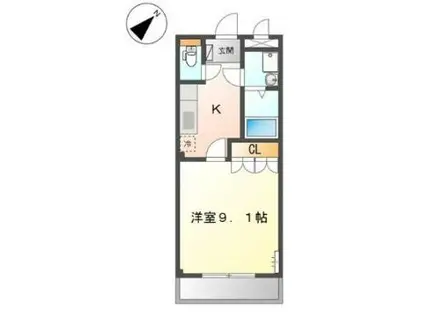 ファイングレース(1K/2階)の間取り写真